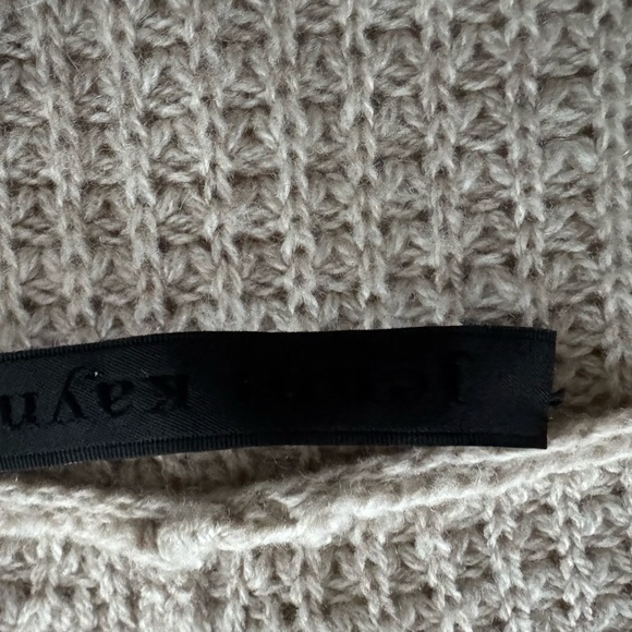 Jenni Kayne Hooded Waffle Knit Cardigan Sweater Oatmeal Wool Cashmere size Small - Picture 5 of 9